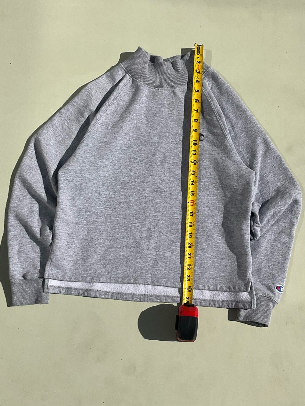 Champion Light Gray Crewneck with Collar Trim
